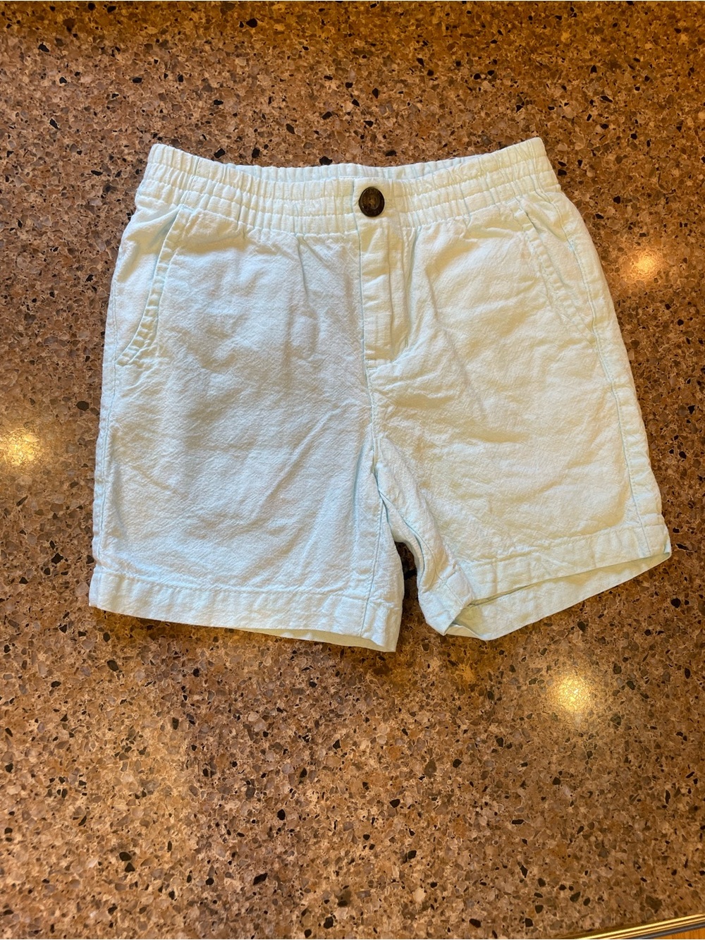 Janie and Jack Pale Green-Blue Elastic-Waist Shorts linen